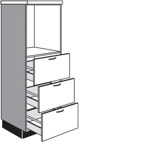 Highboardschrank für Einbaugeräte mit 3 Auszüge