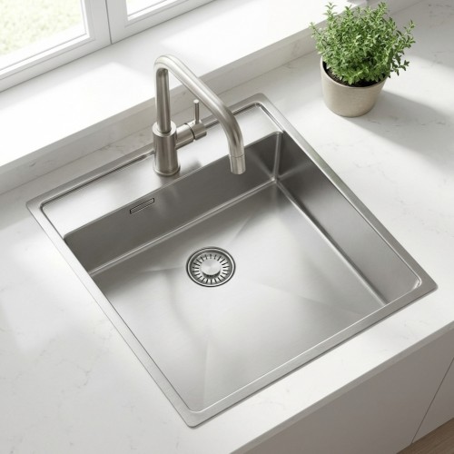 Edelstahlbecken f&uuml;r die K&uuml;che New York 50x40 mit Hahnlochbank