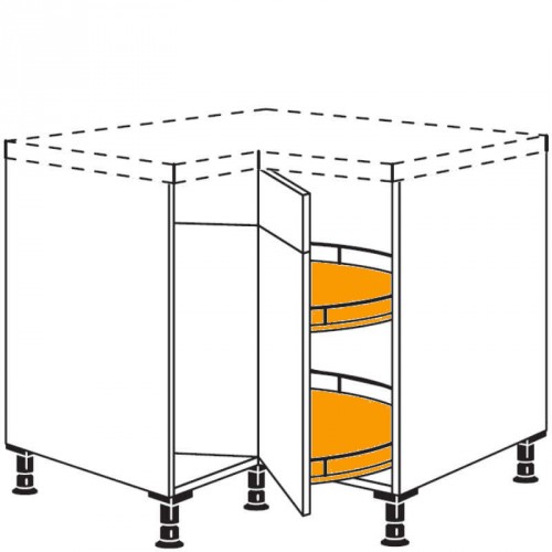 Karussell-Eckschrank mit 2 verstiftete Türen