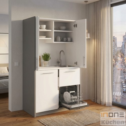 Schrankk&uuml;che 120 cm Pro-Art designLINE PLUS inkl. Geschirrsp&uuml;ler und Liebherr K&uuml;hlschrank