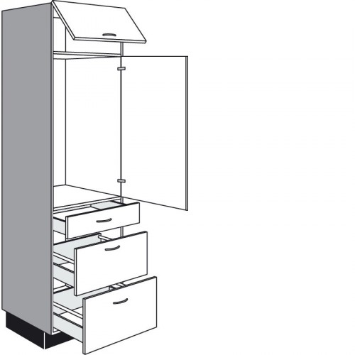 Seitenschrank für Geräte mit 1 Drehtür und 1 Klappe