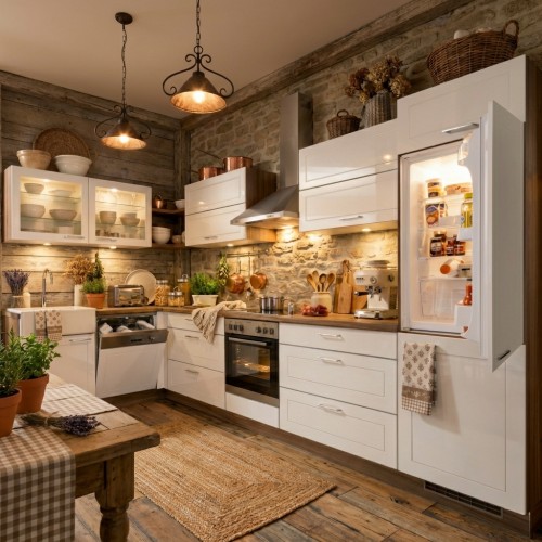 Winkelk&uuml;che Landhausk&uuml;che mit Elektroger&auml;ten 185x365 cm