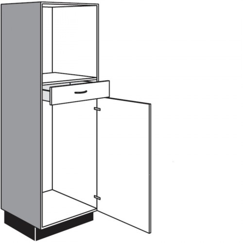 Seitenschrank für Einbaugeräte mit 1 Geräte-Drehtür und 1 Schubkasten