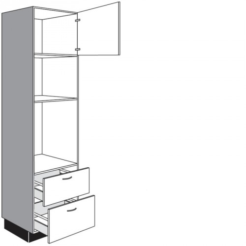 Seitenschrank für Einbaugeräte mit 1 Drehtür und 2 Auszüge