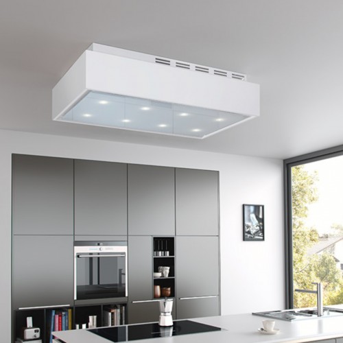 Umluft Deckenhaube Topdraft inkl. Plasmafilter Glas weiss 90 oder 120 cm