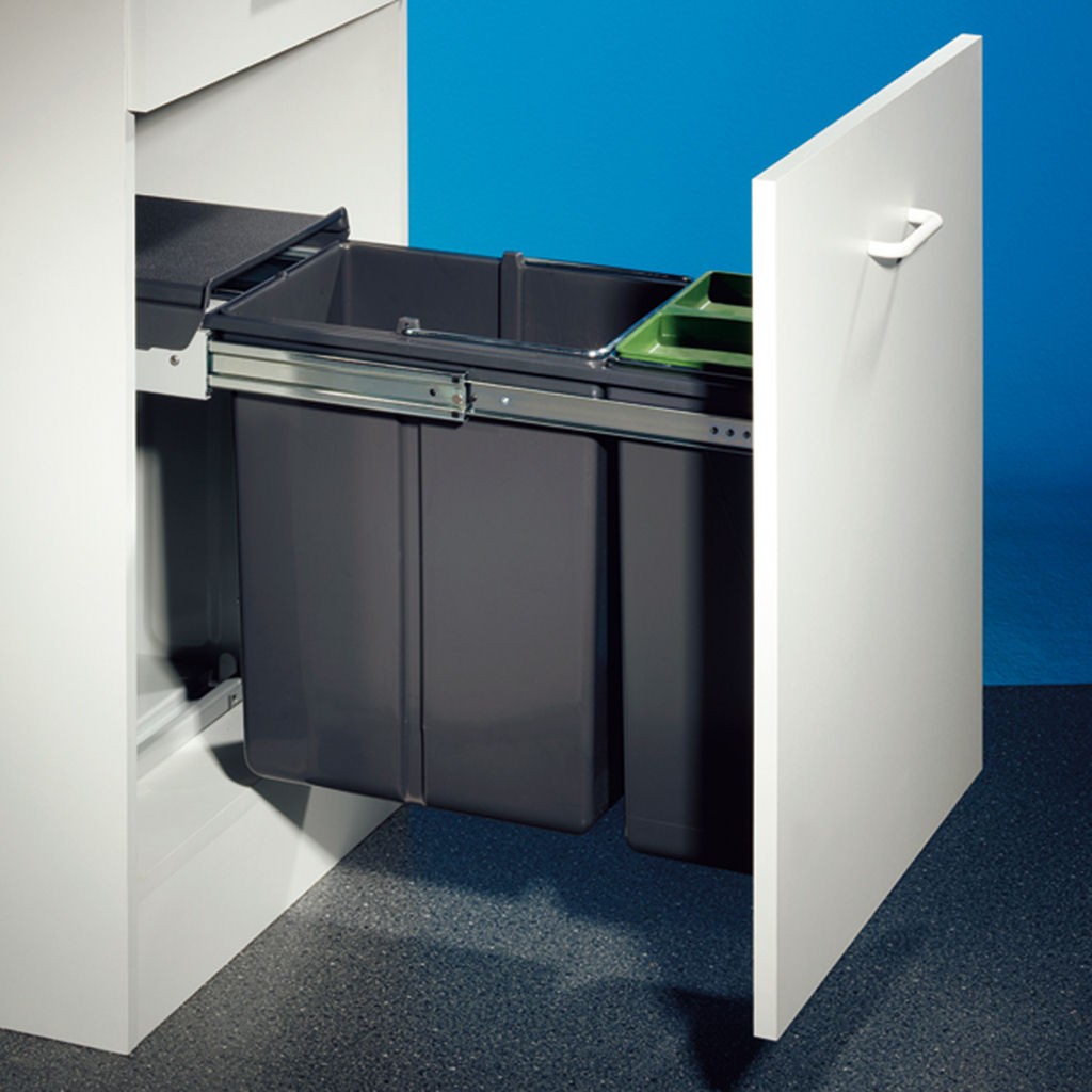 Einbau-Abfallsammler Grau 25,5 X 39,8 X 45 Cm 2 X 14 L