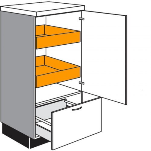 Highboardschrank mit 1 Drehtür 2 Innenschubkästen und 1 Auszug