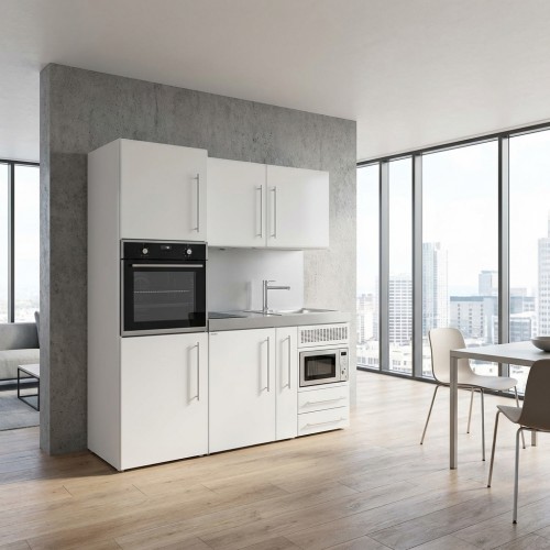 Kompaktküche 180 cm breit mit Apothekerschrank Kompaktküche 180 cm breit mit Apothekerschrank