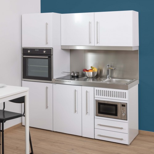 Kompaktküche 180 cm breit mit Apothekerschrank