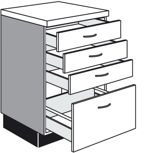 Unterschrank mit 3 Schubkasten und 1 Auszug