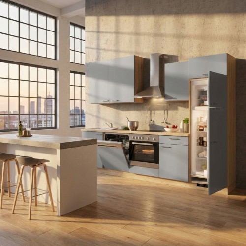 Einbauk&uuml;che Blockk&uuml;che ohne Elektroger&auml;te 280 cm Stellmass