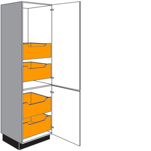 Allzweck Seitenschrank mit 2 Drehtüren und 4 Innenauszüge