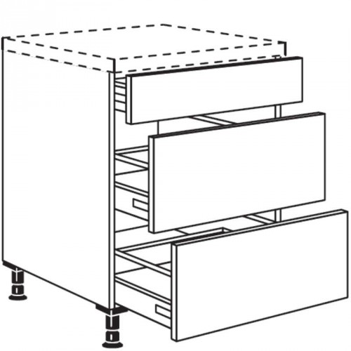 Auszugschrank mit 2 Auszügen 1 Schubkasten