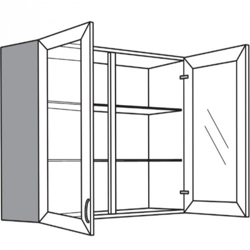 Hängeschrank mit 2 Rahmen-Glasdrehtüren