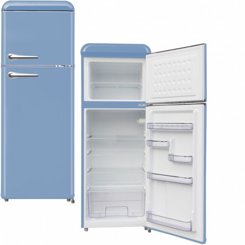 Vintage Kühlschrank mit Gefrierfach blau 147 cm