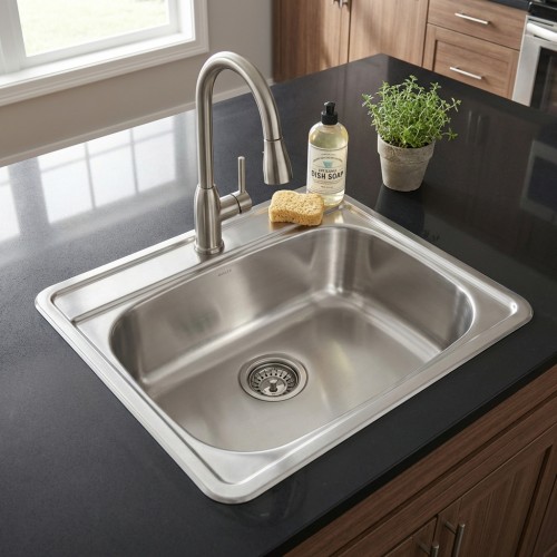 K&uuml;chensp&uuml;le More 10 in Edelstahl Glatt oder Leinenstruktur