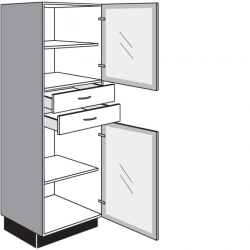 Highboard mit 2 Glasdrehtüren oben/unten