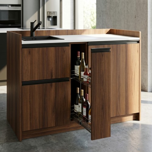 modulLINE ML 120F KA Miniküche aus Holz mit Kühlschrank und 2 Auszüge modulLINE ML 120F KA Miniküche aus Holz mit Kühlschrank und 2 Auszüge