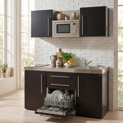 Kompakte Minik&uuml;che mit Mikrowelle, Geschirrsp&uuml;ler 160 cm breit