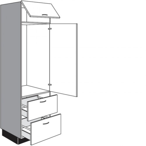 Seitenschrank für Einbaugeräte mit 1 Klappe und 2 Auszüge