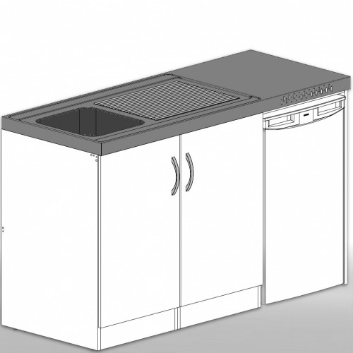 Dekorfähige Singleküche mit Kühlschrank
