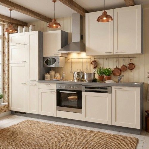 Landhausküche mit Apothekerschrank Küchenzeile 310 cm Landhausküche mit Apothekerschrank Küchenzeile 310 cm