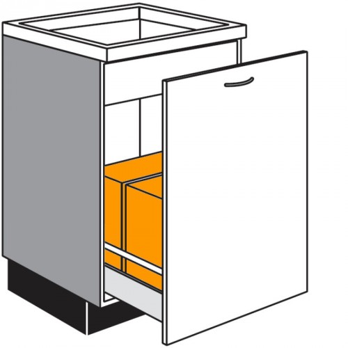 Spülen-Unterschrank mit 1 Auszug und Abfalleimern zur Mülltrennung