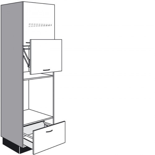 Seitenschrank für Einbaugeräte mit 1 Lifttür, 1 Drehtür und 1 Auszug