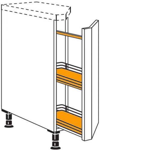 Auszugschrank diagonal mit durchgehender Front