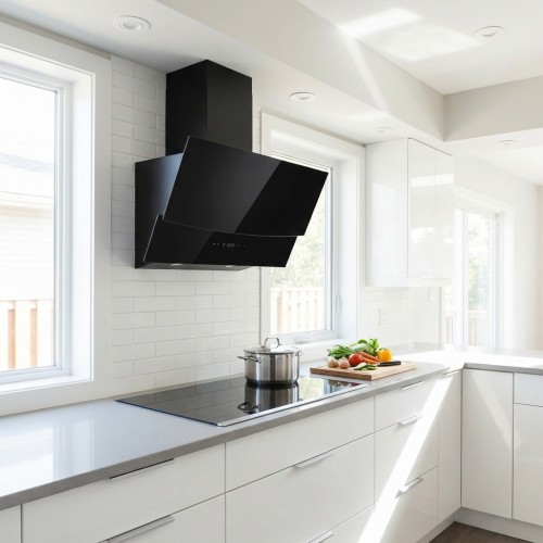 Wandhaube schr&auml;g mit Satinglas schwarz