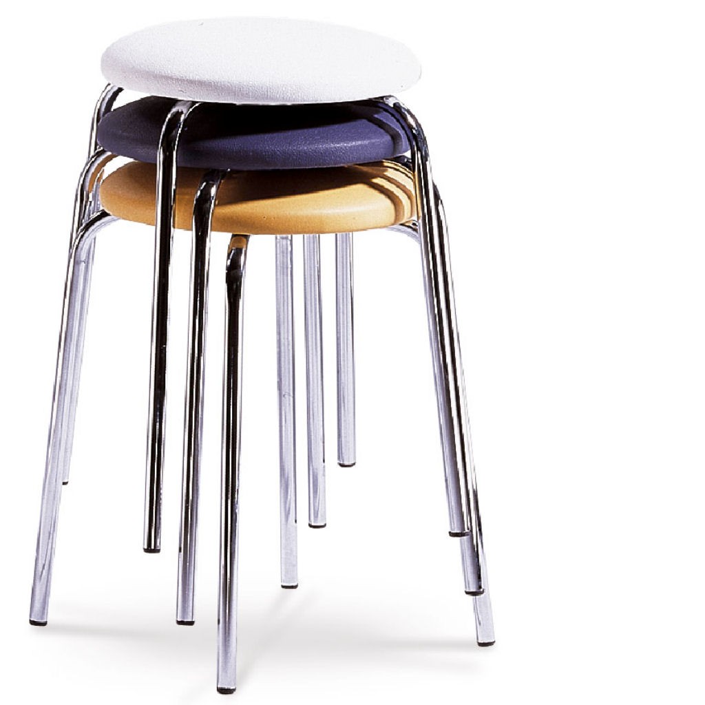 Stapelbarer Hocker mit Gestell in chrom