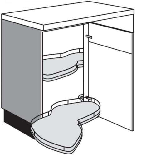 Eckunterschrank mit 2 voll ausschwenkbare LeMans Drehböden