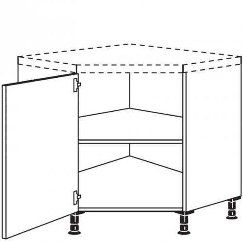 Diagonal-Eckschrank mit 1 durchgehende Tür