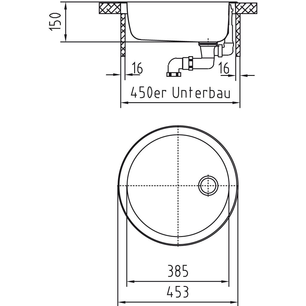 Rundspüle Einbauspüle Spülbecken