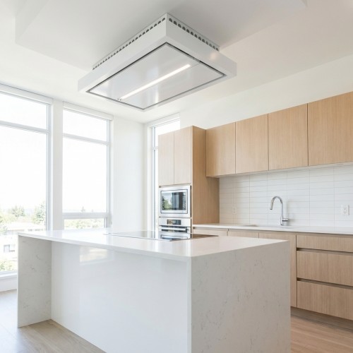 Umluft-Deckenhaube Deckenl&uuml;fter mit weissem Satinglas inkl. Plasmafilter 90 oder 120 cm