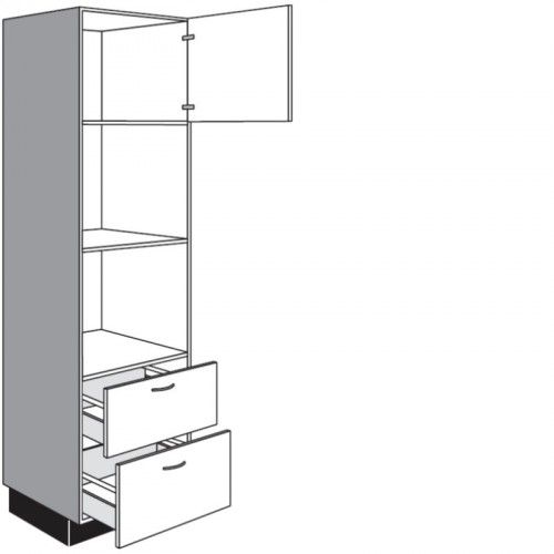 Seitenschrank für Einbaugeräte mit 1 Drehtür und 2 Auszüge