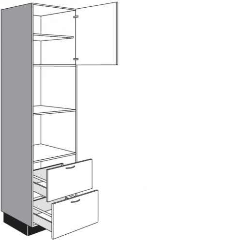 Seitenschrank für Einbaugeräte mit 1 Drehtür und 2 Auszüge