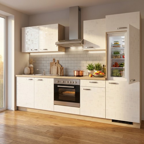 Einbauk&uuml;che Standard-K&uuml;chenblock 270 cm mit Sp&uuml;le und Elektroger&auml;ten