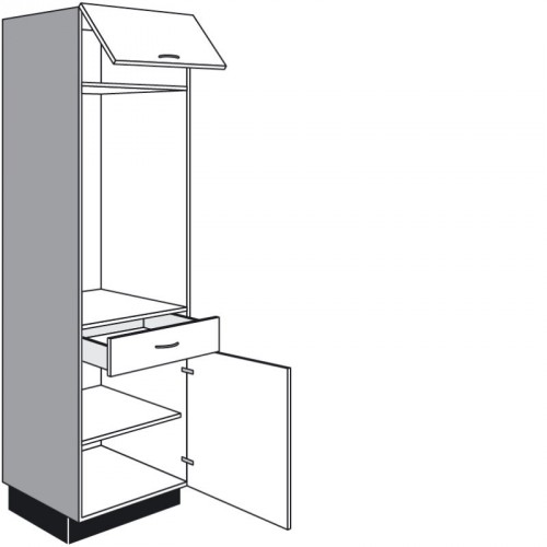 Seitenschrank für Geräte mit 1 Drehtür 1 Schubkasten und 1 Klappe