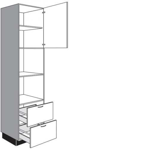 Hochschrank für Einbaugeräte mit 1 Drehtür und 2 Auszüge
