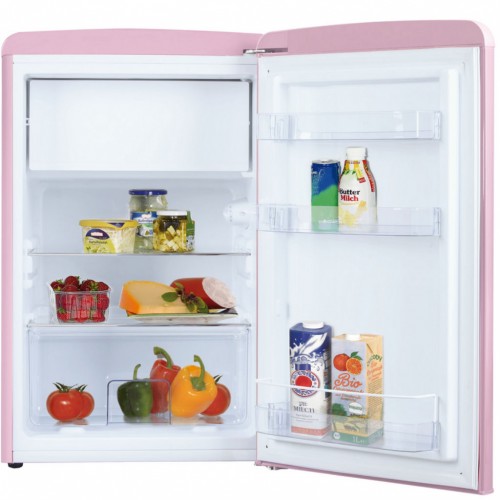 Kühlschrank mit Gefrierfach 88 cm Höhe Retro Design pink
