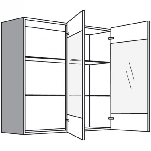 Hängeschrank mit 2 Glasdrehtüren rechts oder links angeschlagen