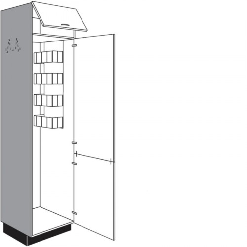 Hochschrank für Besen mit 1 Drehtür (verstiftet) 1 Klappe