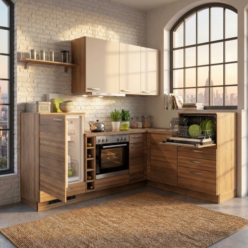 Basis L-Küche mit Elektrogeräten 175x230 cm Stellmass Basis L-Küche mit Elektrogeräten 175x230 cm Stellmass