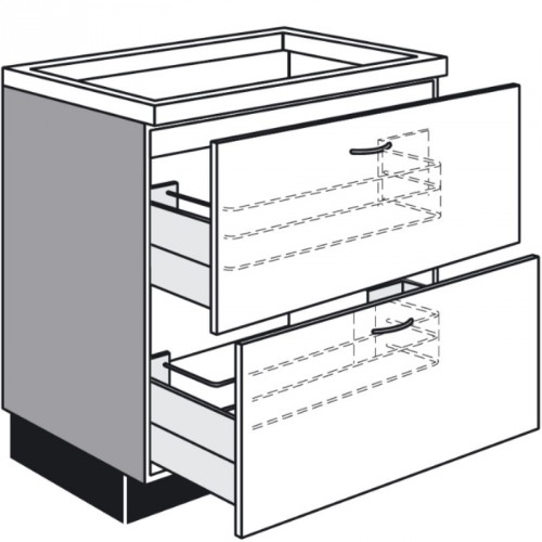 Spülen-Unterschrank mit 2 Auszügen und 1 feste Frontblende