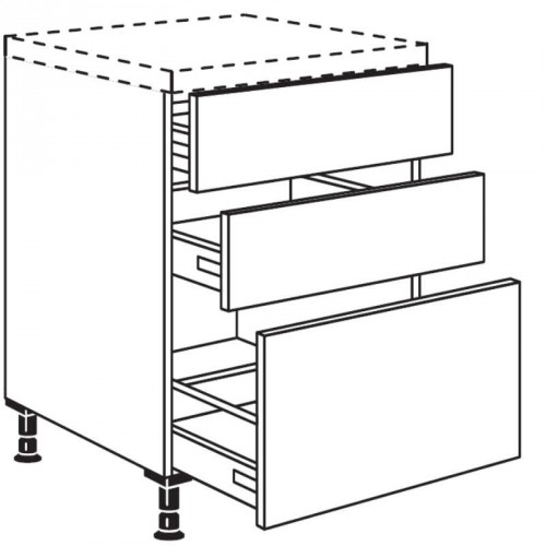 Auszugschrank mit 1 Auszug 2 Schubkästen