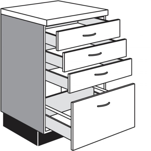 Unterschrank mit 3 Schubkästen und 1 Auszug