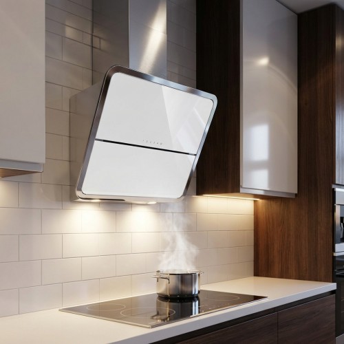 Diagonalhaube Glas weiss mit chrom Umrandung