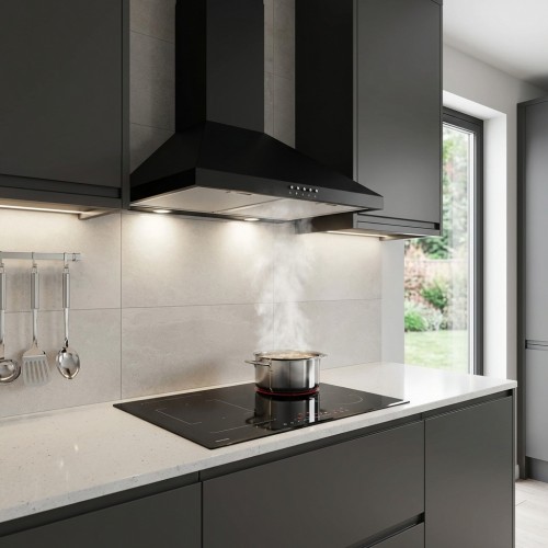 Trapezhaube 60 cm Edelstahl schwarz