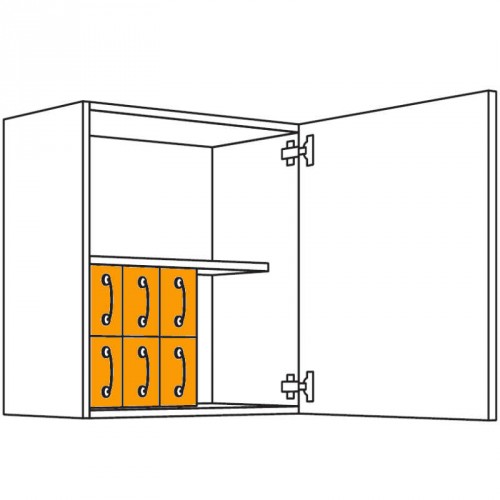 Wandschrank mit 6 Schütten aus Kunststoff